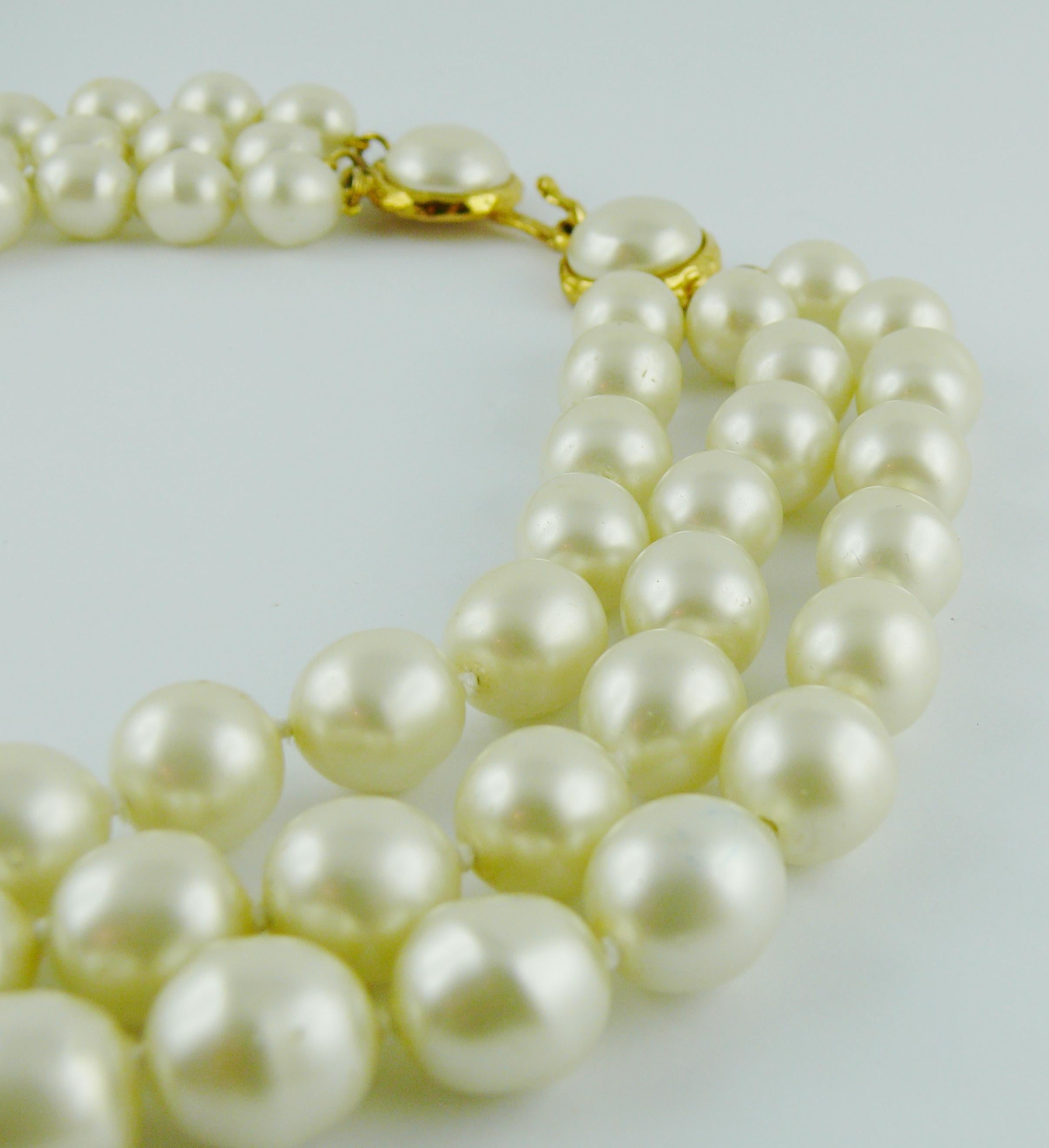 Chanel Vintage Iconic Triple Strand Pearl Necklace  11