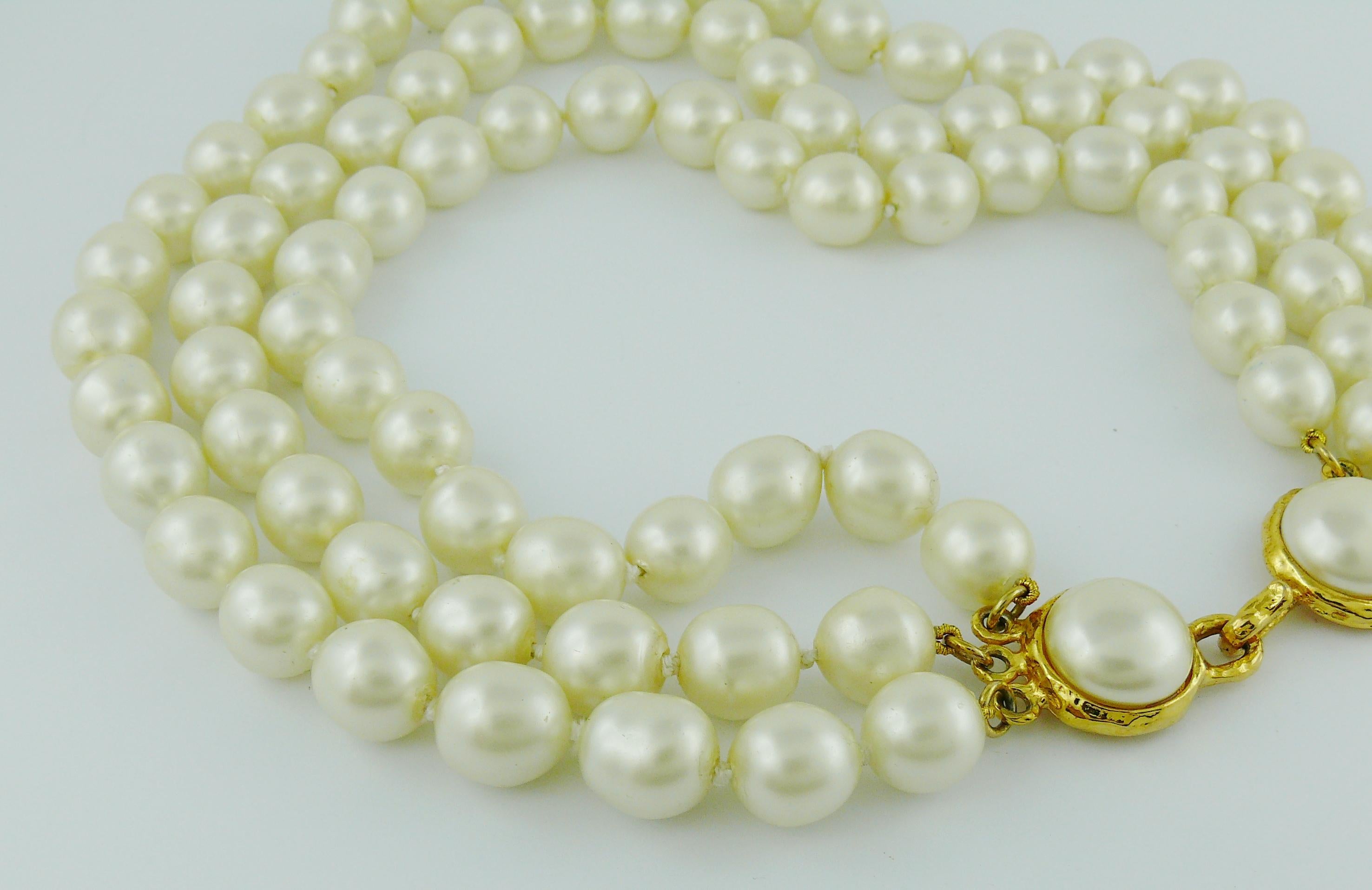 Women's Chanel Vintage Iconic Triple Strand Pearl Necklace 