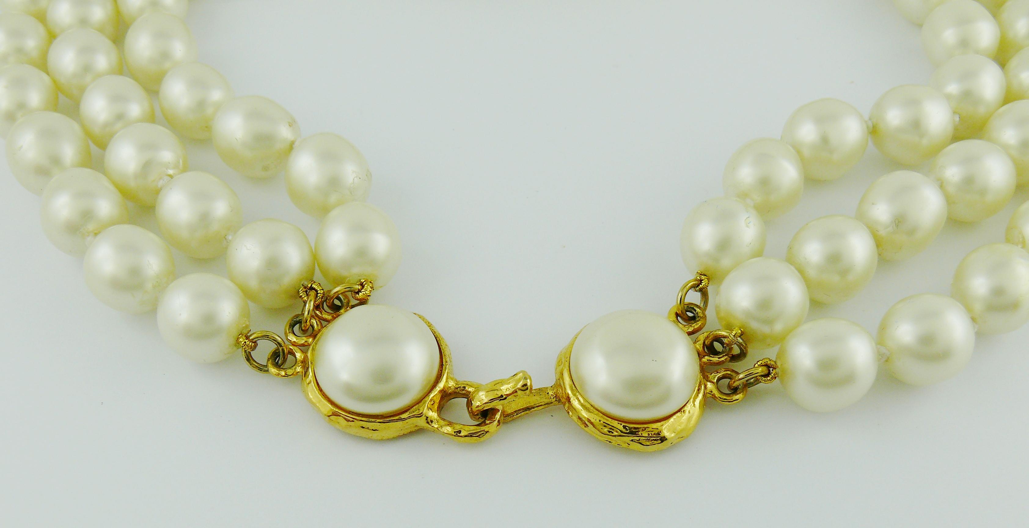 Chanel Vintage Iconic Triple Strand Pearl Necklace 1