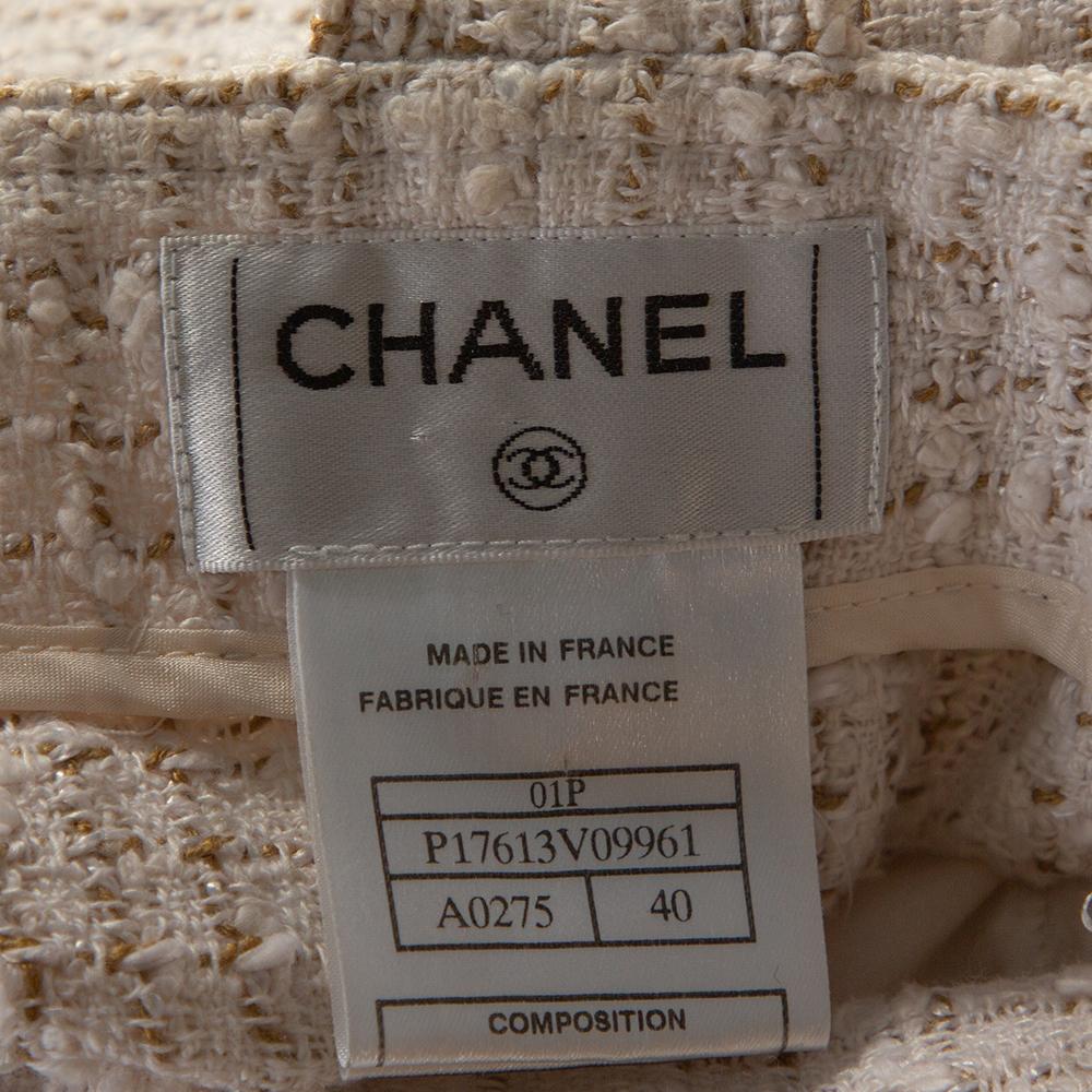 Women's Chanel Vintage Ivory Tweed Pencil Skirt M