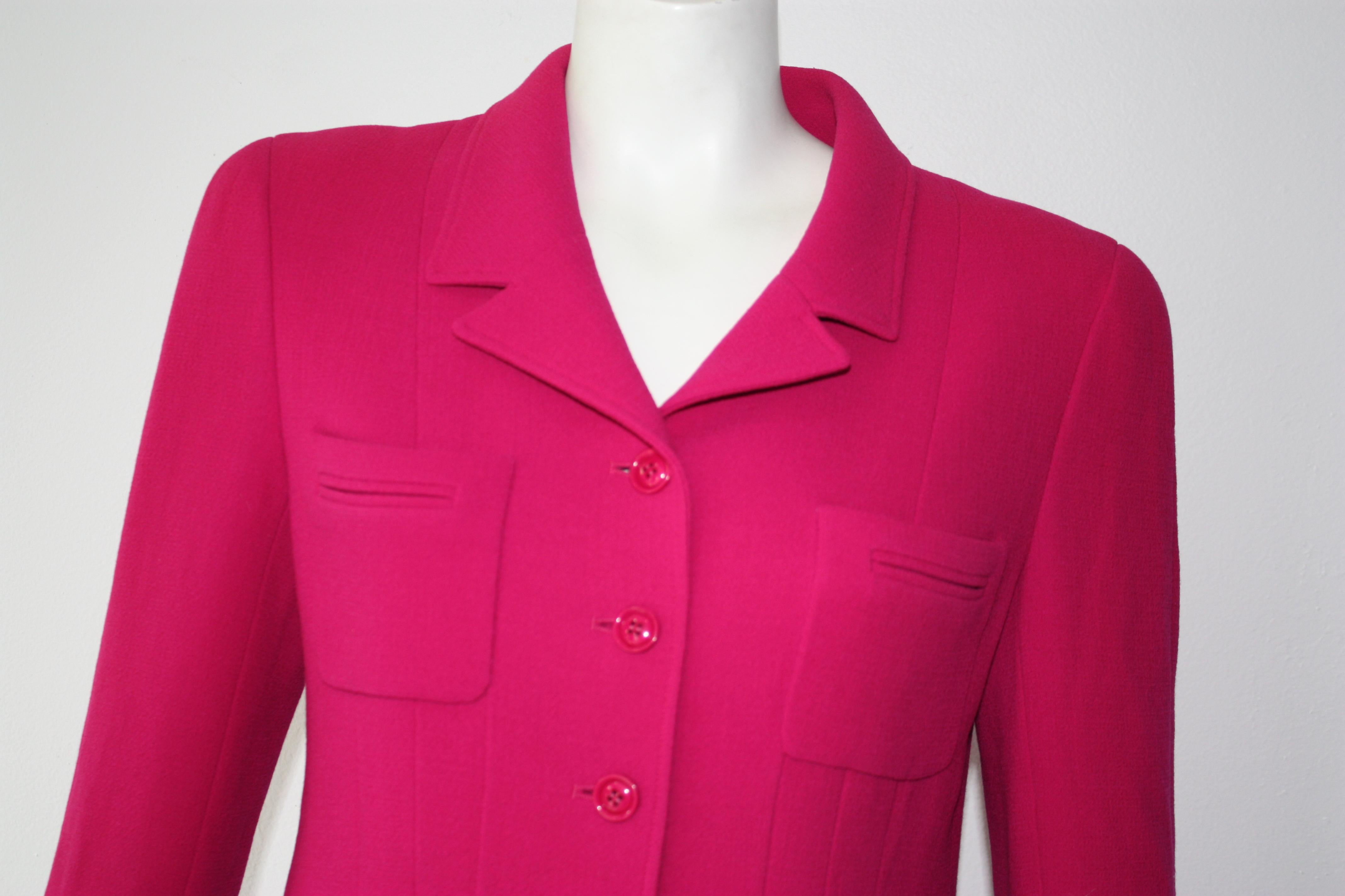 1985 CHANEL Fuchsia Single Breasted Vintage Jacket Size 42 1