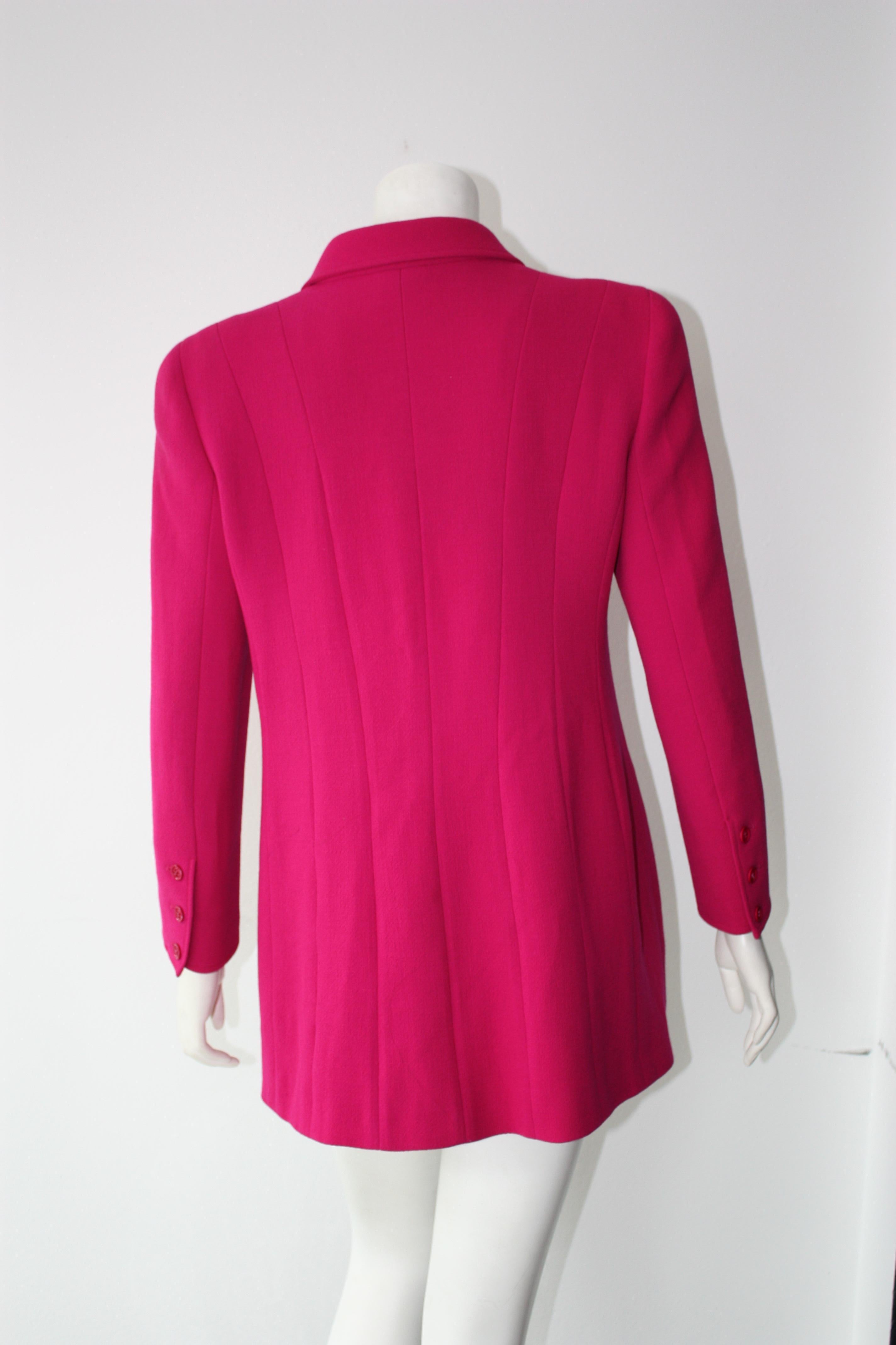 1985 CHANEL Fuchsia Single Breasted Vintage Jacket Size 42 3