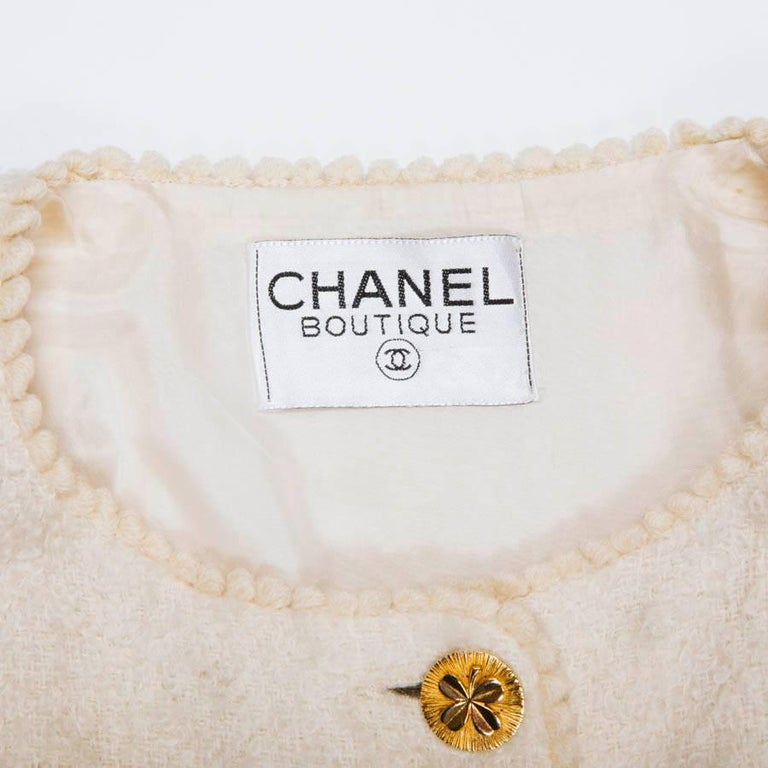 Chanel Vintage Jacket In Ecru Tweed Jacket For Sale at 1stDibs