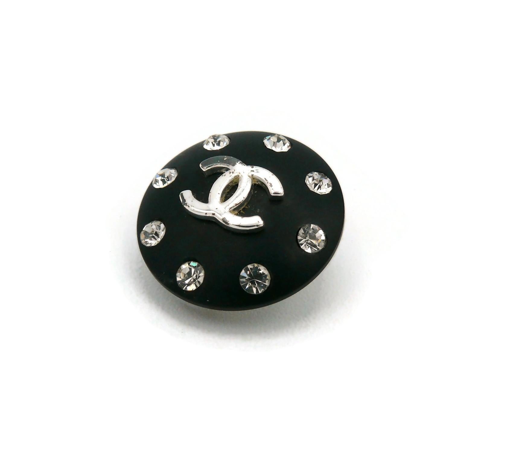 Chanel Vintage Jewelled CC Black Resin Clip On Earrings, 1996 For Sale 7