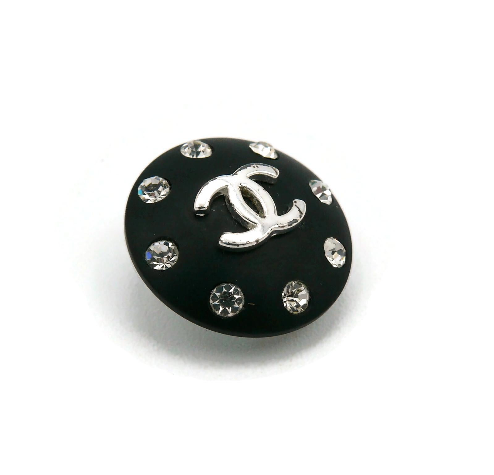Chanel Vintage Jewelled CC Black Resin Clip On Earrings, 1996 For Sale 9