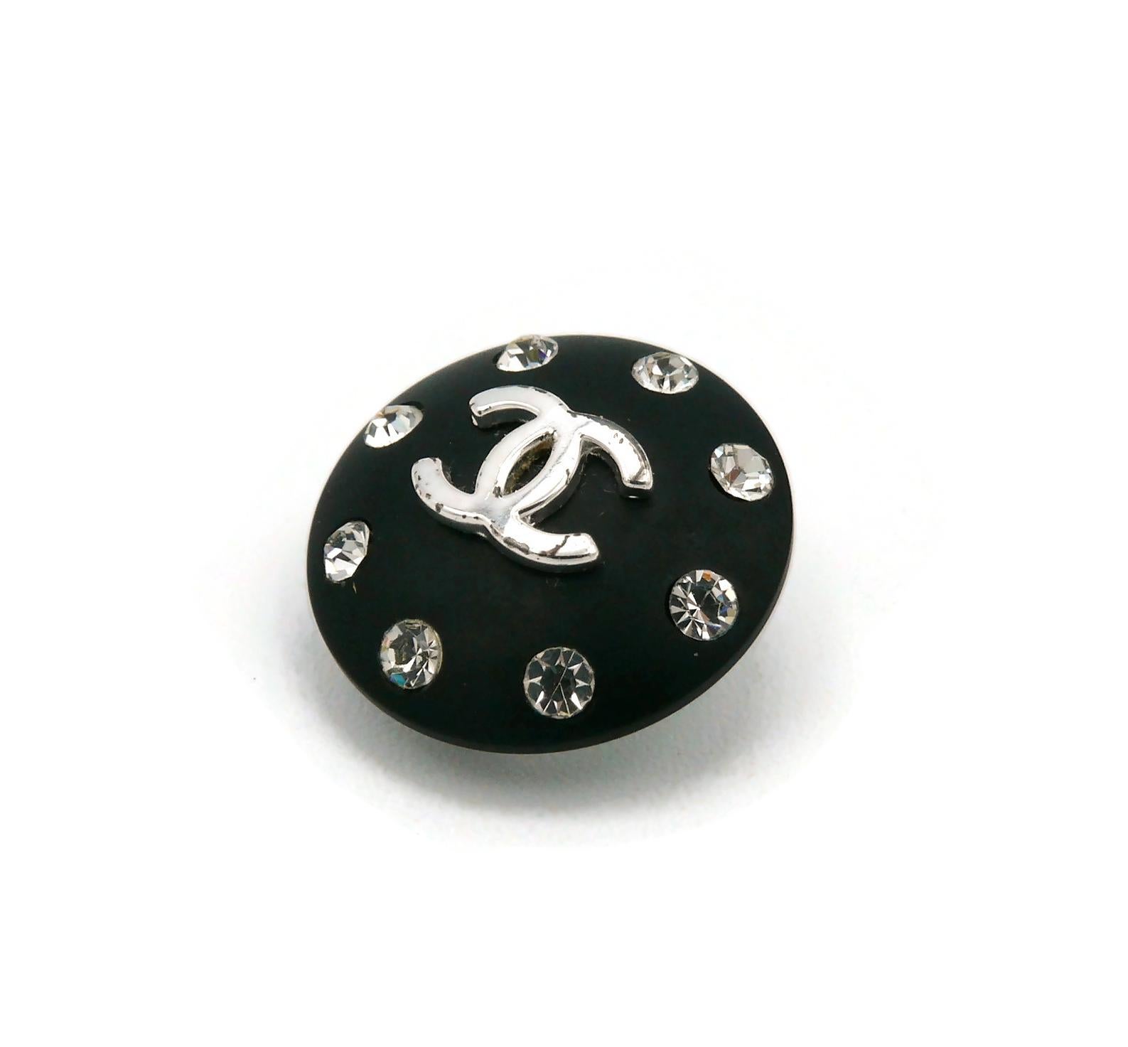 Chanel Vintage Jewelled CC Black Resin Clip On Earrings, 1996 For Sale 10
