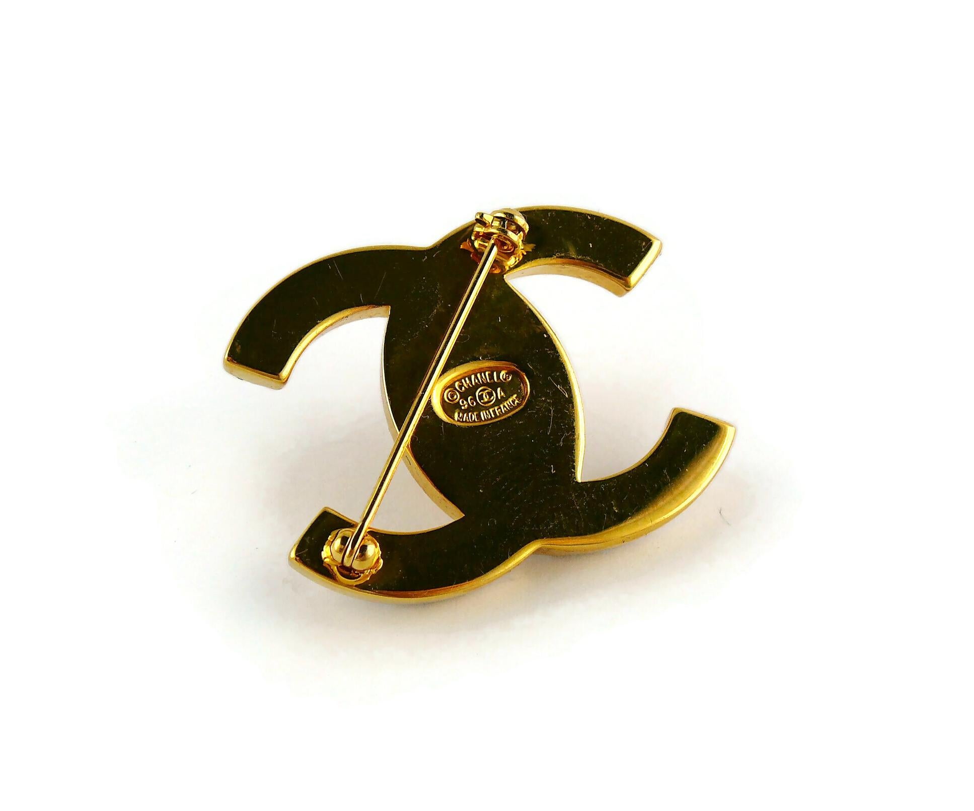 Chanel Vintage Jewelled CC Turn Lock Brooch Fall 1996 4