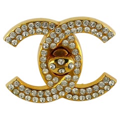 Chanel Vintage Jewelled CC Turn Lock Brooch Fall 1996