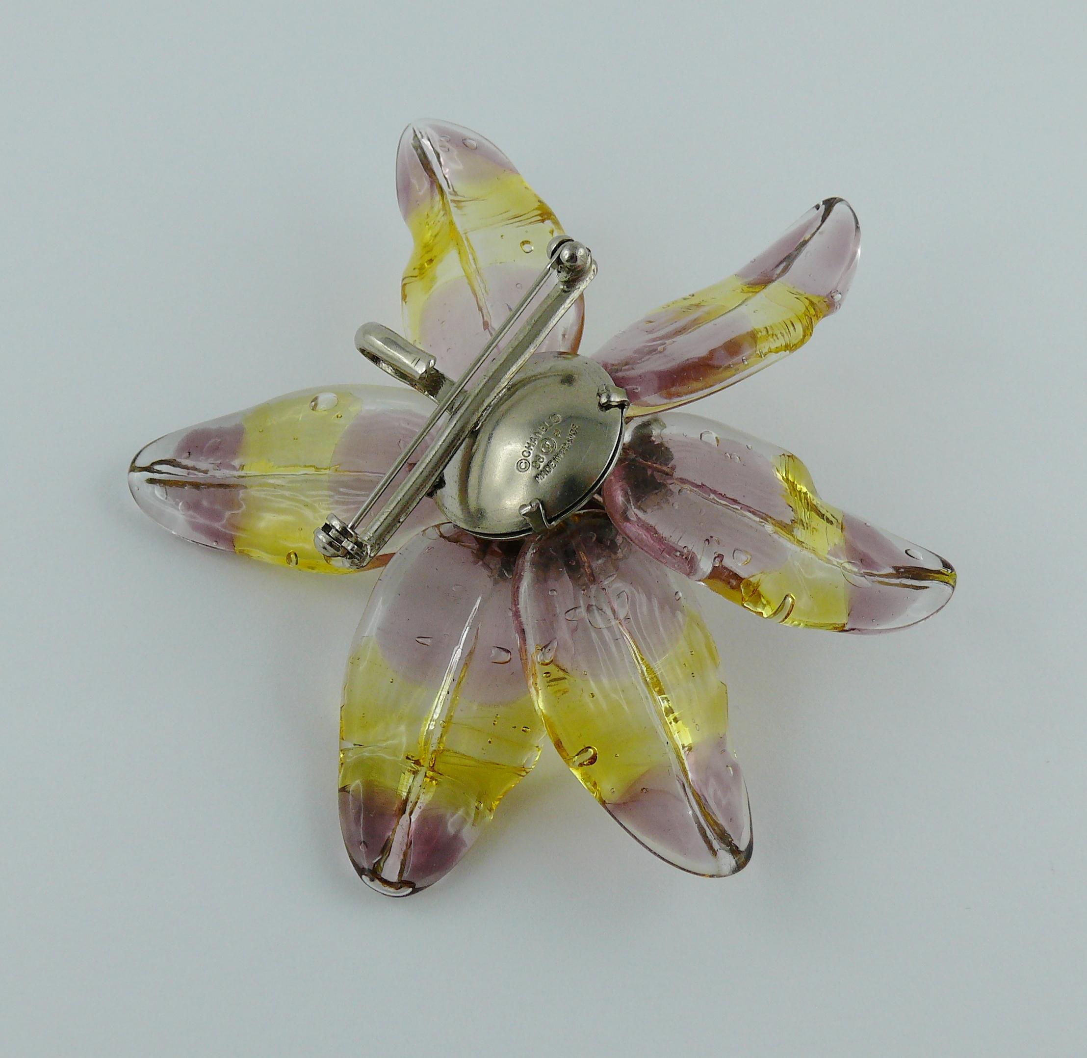 Chanel Vintage Jewelled Glass Flower Brooch Pendant Spring 1998 5