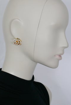 Chanel Vintage Jewelled Iconic CC Turn Lock Clip-On Earrings Fall 1996