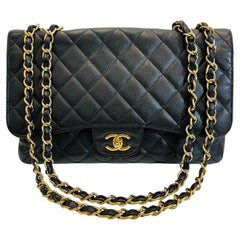 Chanel Vintage Jumbo Classic Leather Flap Bag With 24k Gold Plated Hardware