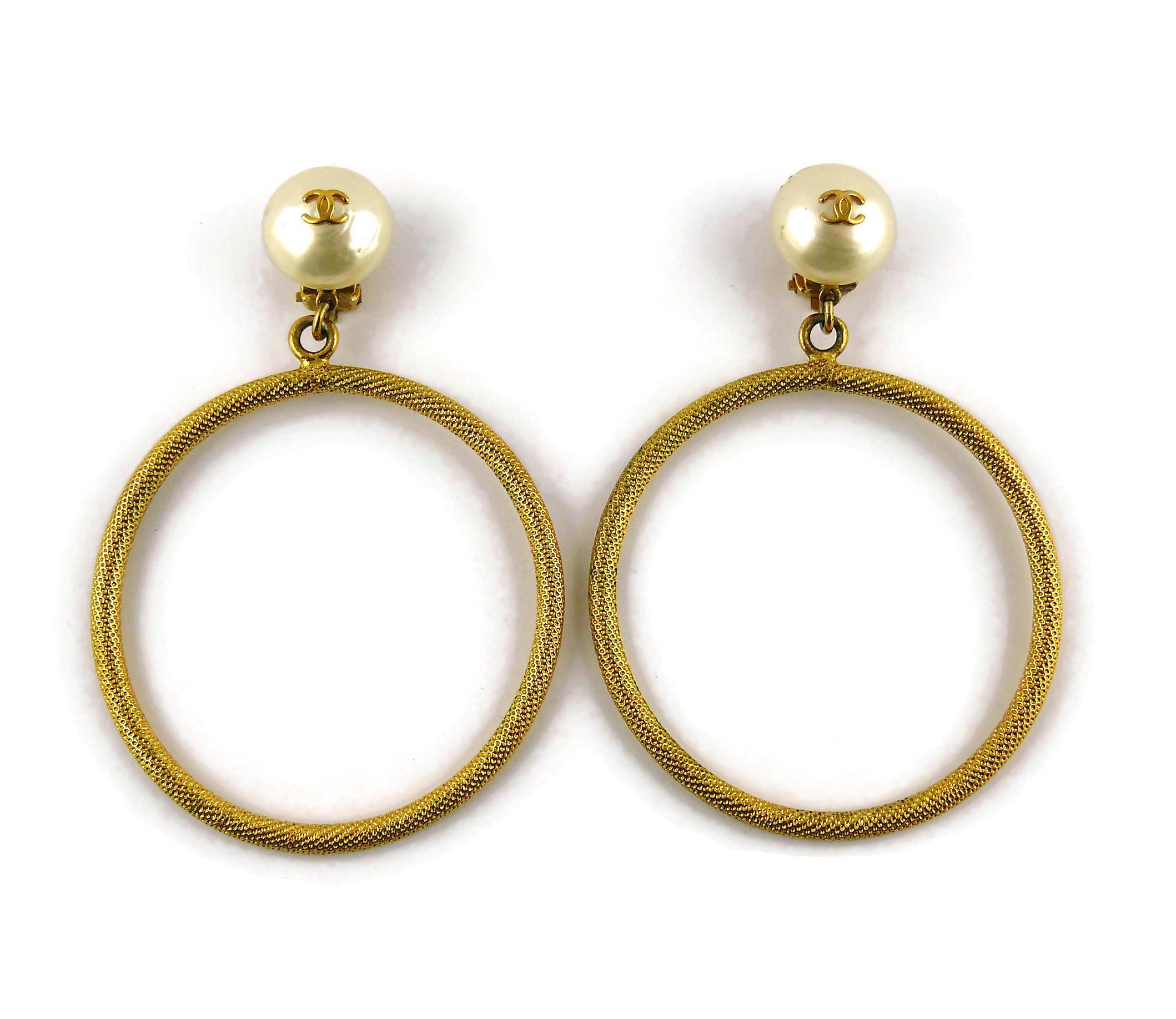 chanel pearl hoop earrings