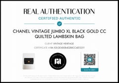 Chanel Vintage Jumbo XL Black 24K Gold CC Quilted Lambskin Bag