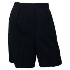 Chanel Vintage Karl Lagerfeld High Waisted 1980s Black Wool Pleated 80s Shorts