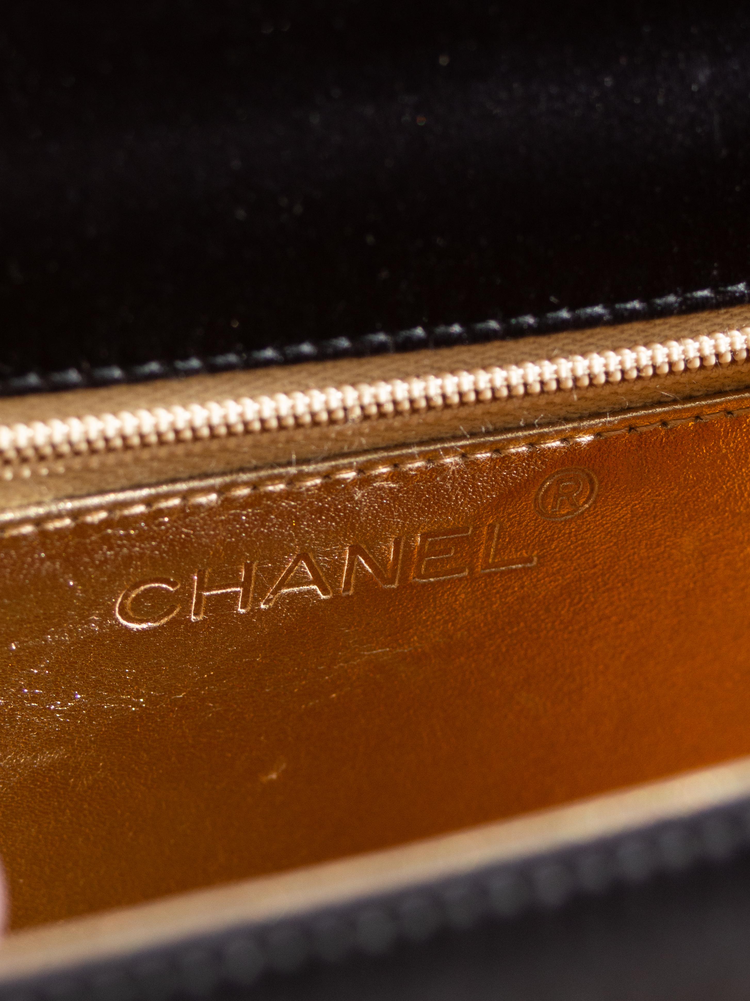 Chanel Vintage Kelly 1996 Black Satin 24K Gold Mini Evening Bag 9