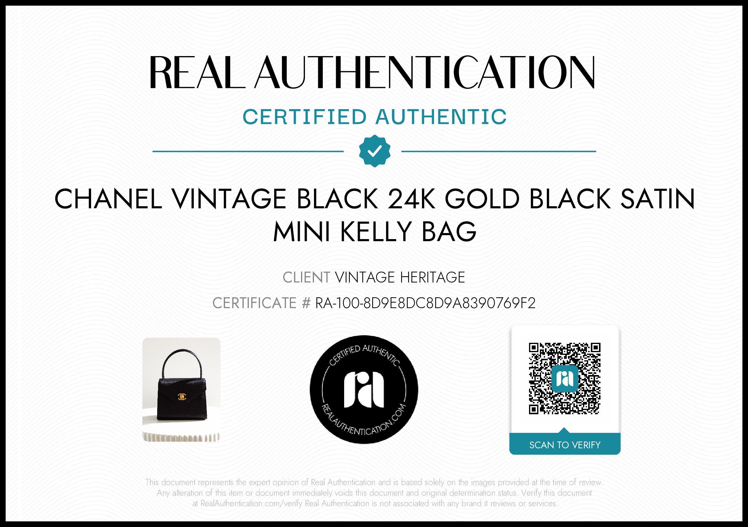 This vintage Chanel Mini Kelly bag from 1996/1997 is made from elegant black satin with 24k gold-plated hardware. It has a structured shape with a curved top handle, giving it a timeless and sophisticated look. The front flap features the classic CC