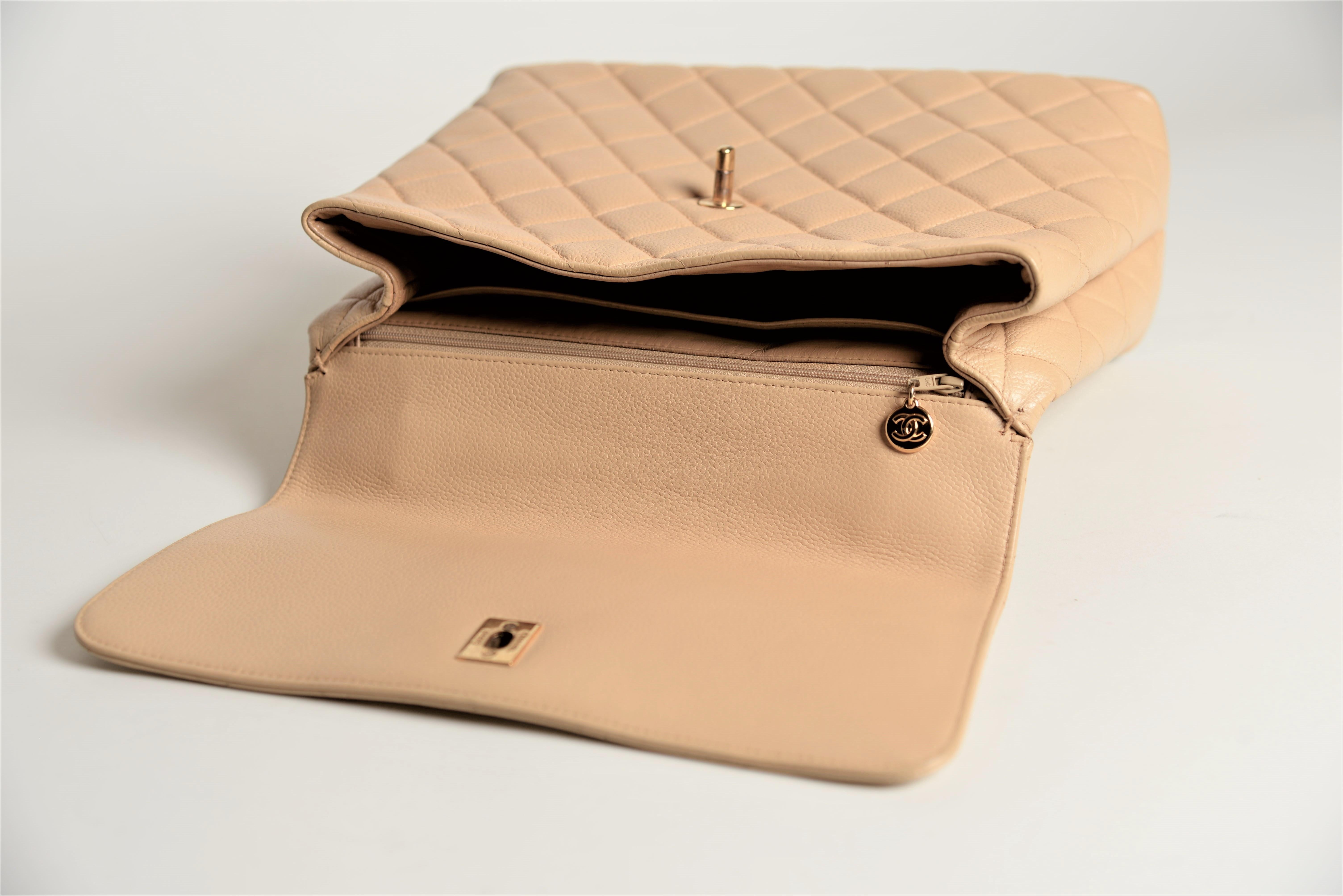 Chanel Vintage Kelly Cavier Top Handle Classic Bag Beige  1