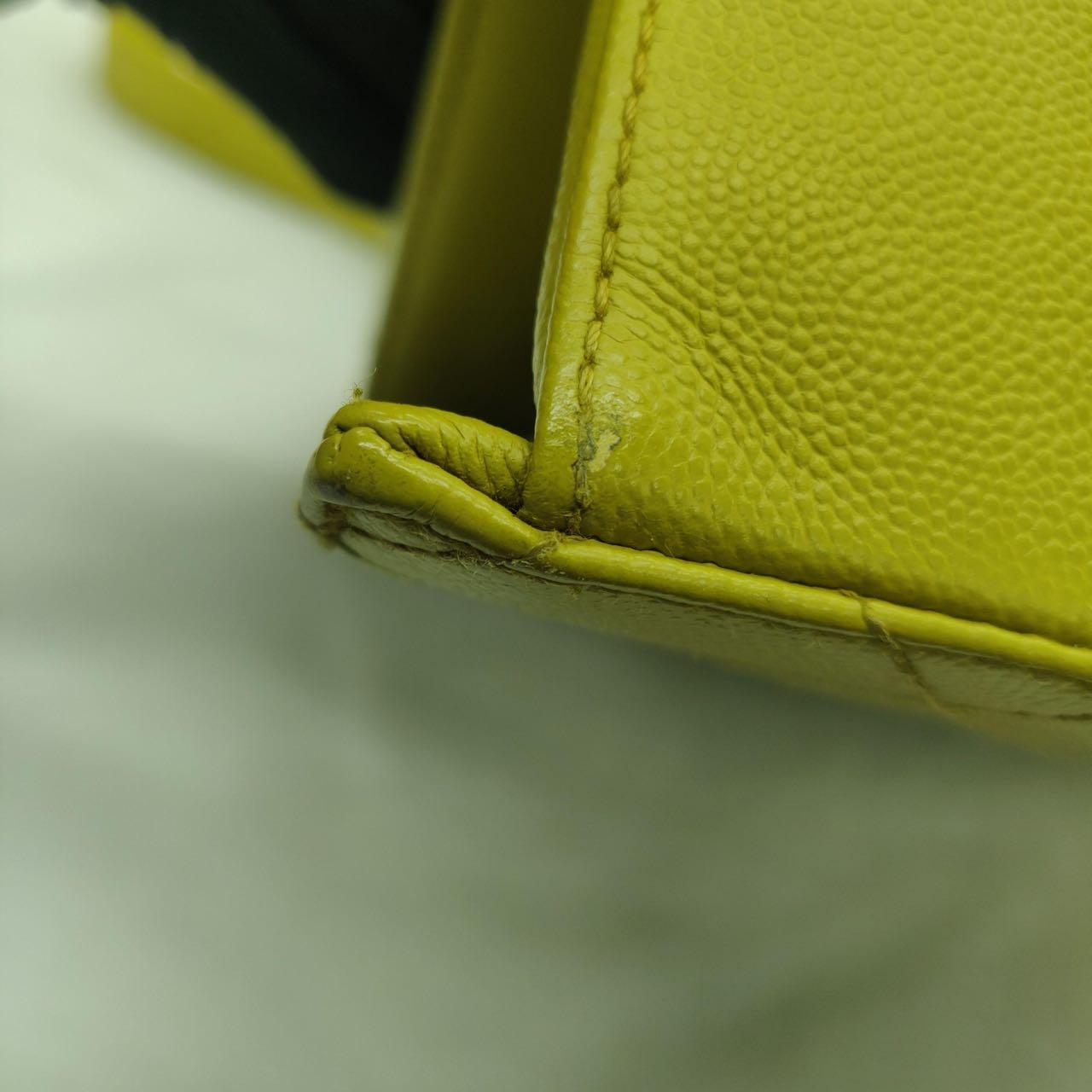 Chanel Vintage Kelly Flap Bag Yellow Caviar Leather 24k Gold Hardware 1997-1999 en vente 6