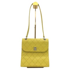 Chanel Vintage Kelly Flap Bag Yellow Caviar Leather 24k Gold Hardware 1997-1999