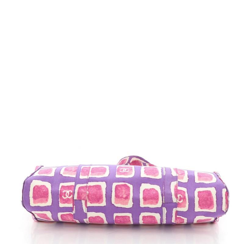 Purple Chanel Vintage Kisslock Frame Shoulder Bag Printed Canvas Large