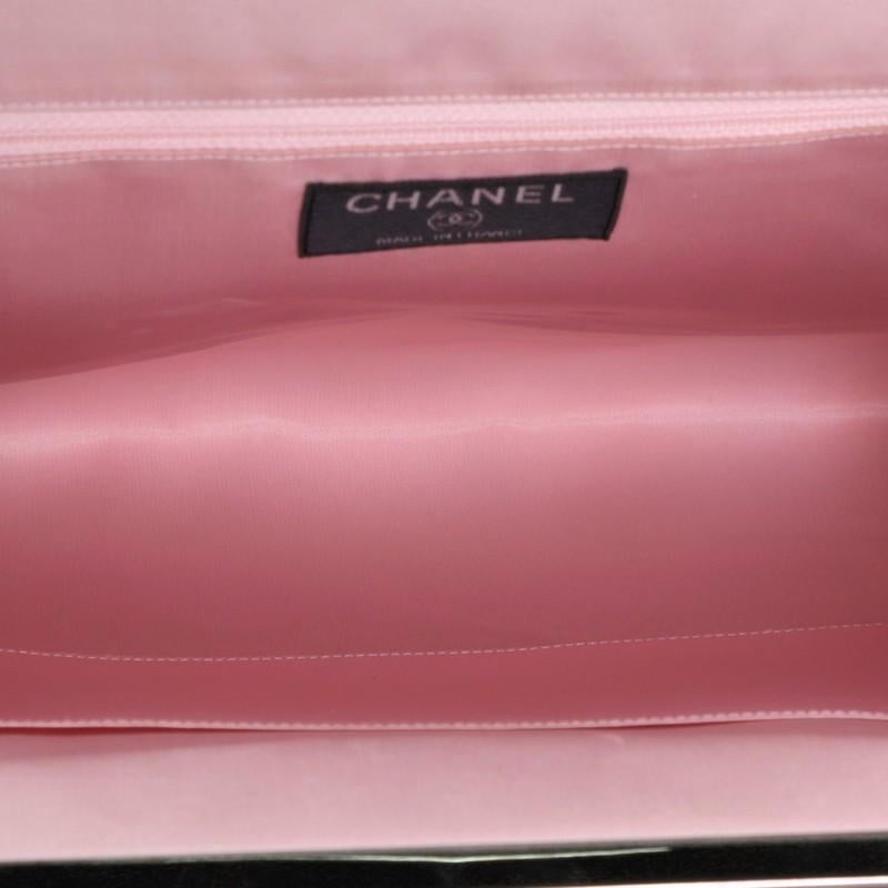 Chanel Vintage Kisslock Frame Shoulder Bag Printed Canvas Large In Good Condition In NY, NY