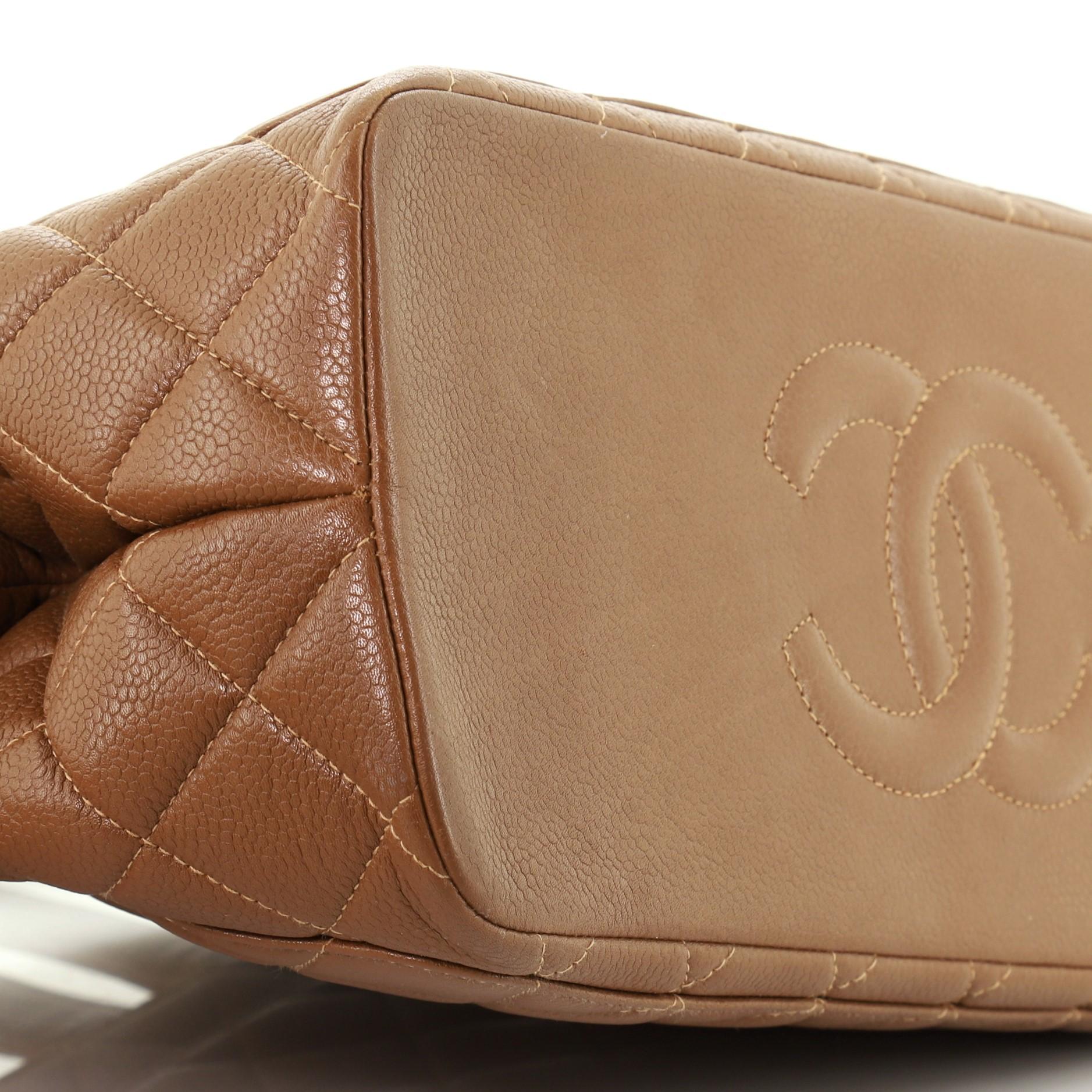 Chanel Vintage Kisslock Frame Tote Quilted Caviar Large 2