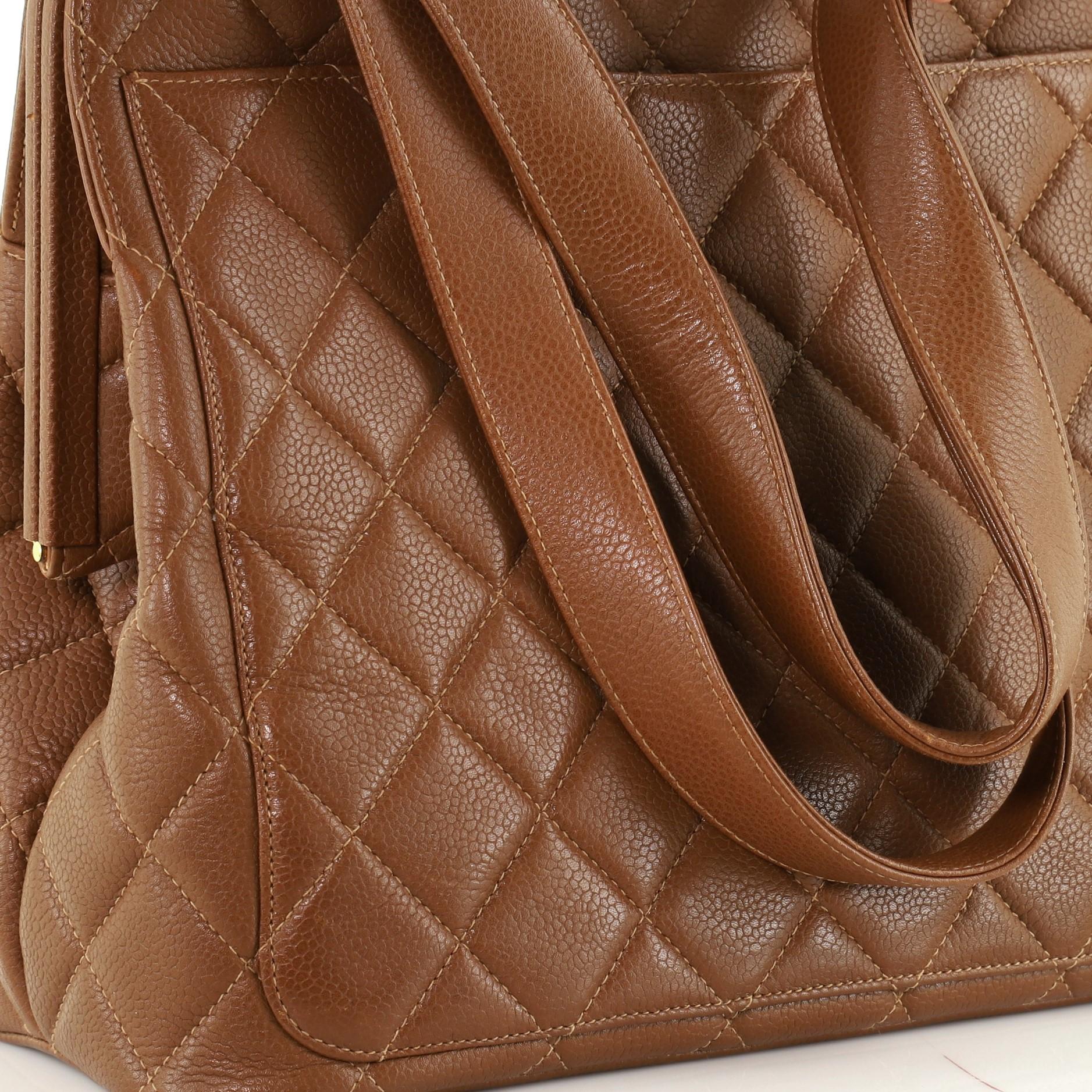 Chanel Vintage Kisslock Frame Tote Quilted Caviar Large 3