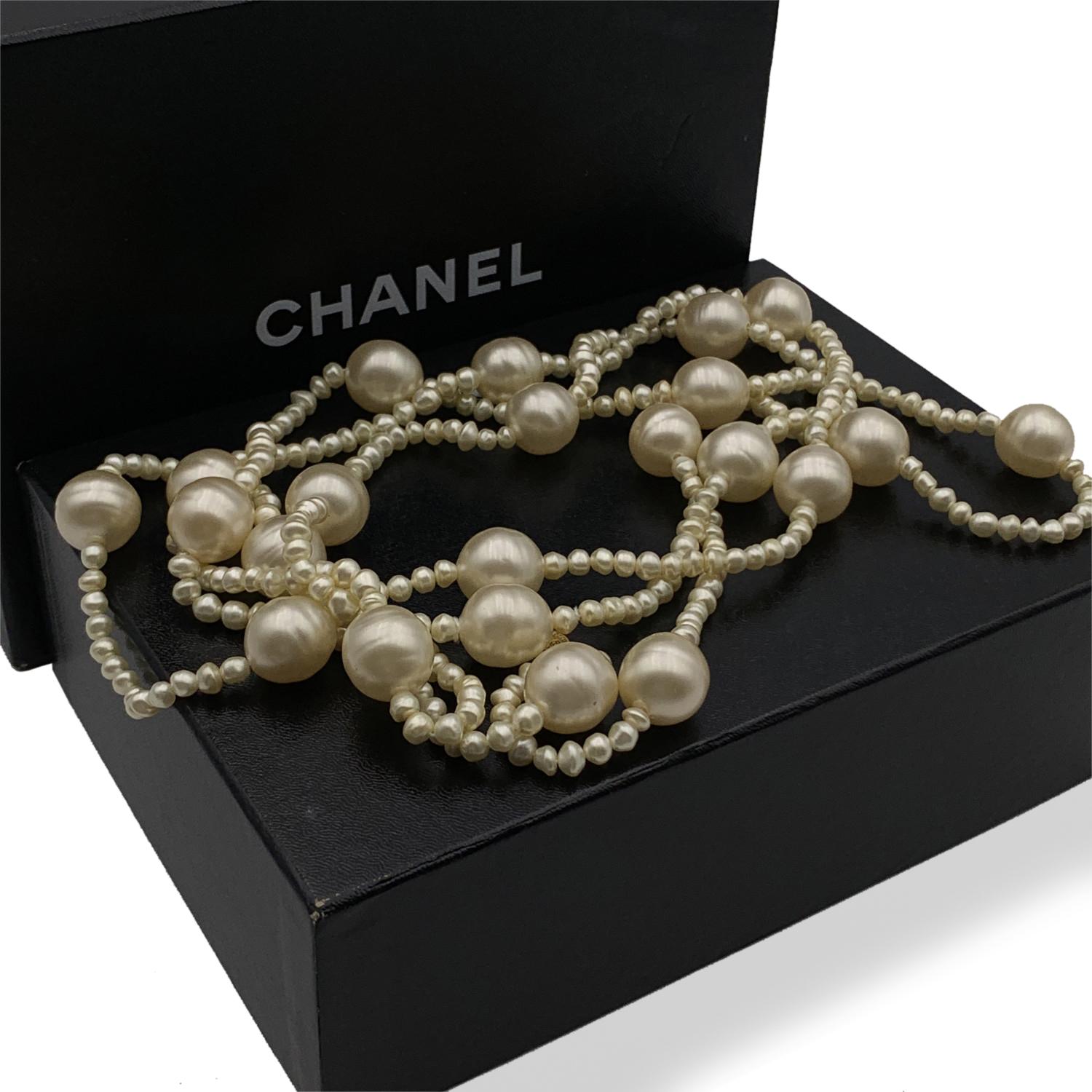 faux chanel long pearl necklace