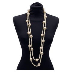 Chanel Vintage Lagerfeld de Castellane Faux Pearls Long Necklace