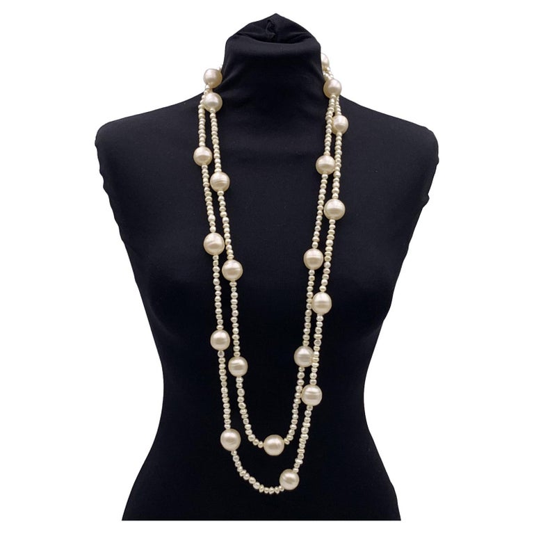 Chanel Vintage Lagerfeld de Castellane Faux Pearls Long Necklace