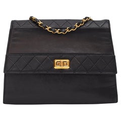 Chanel Vintage Lambskin Black Trapezoid Flap Bag Medium (Circa 1990)