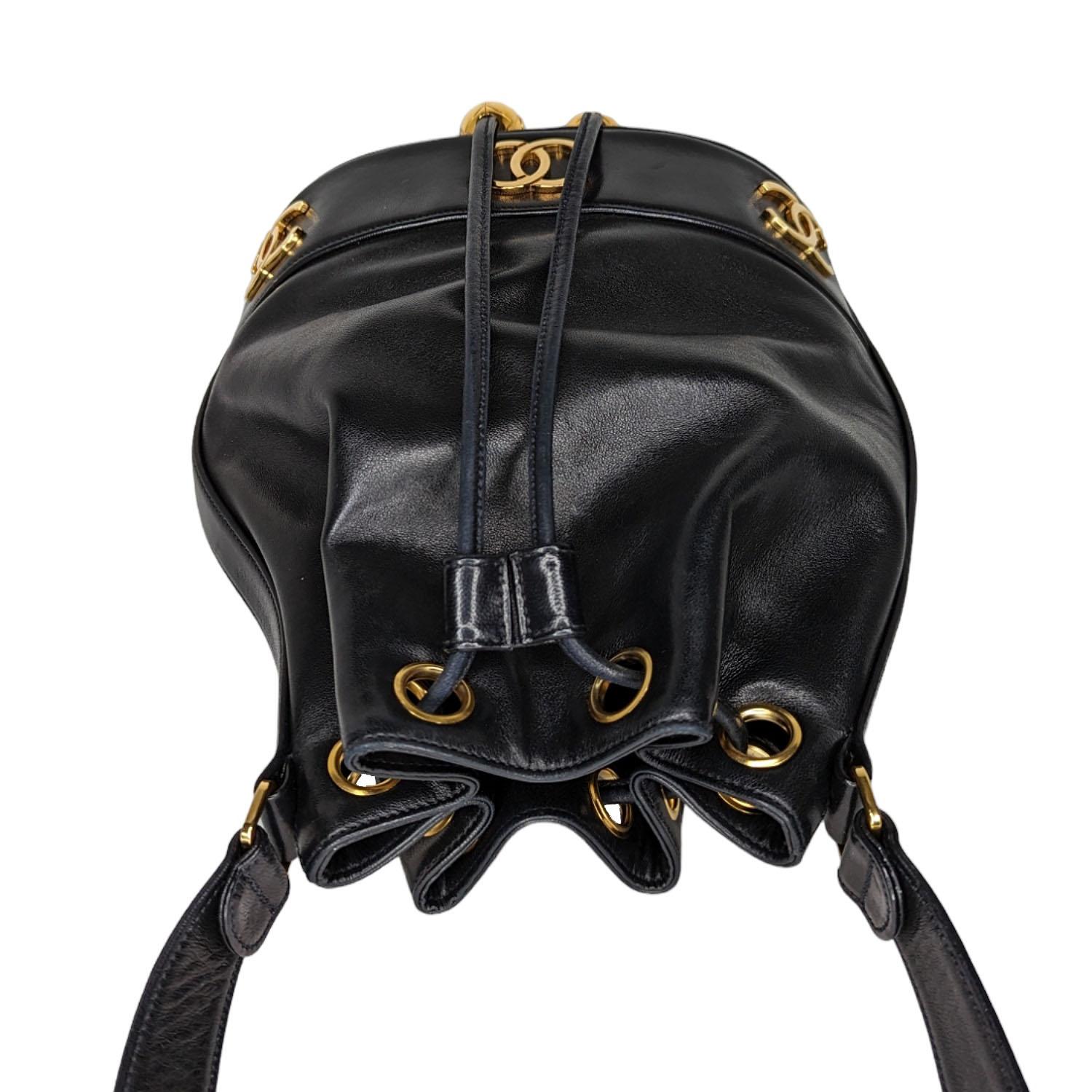 Chanel Vintage Lambskin Drawstring Bucket Bag 2