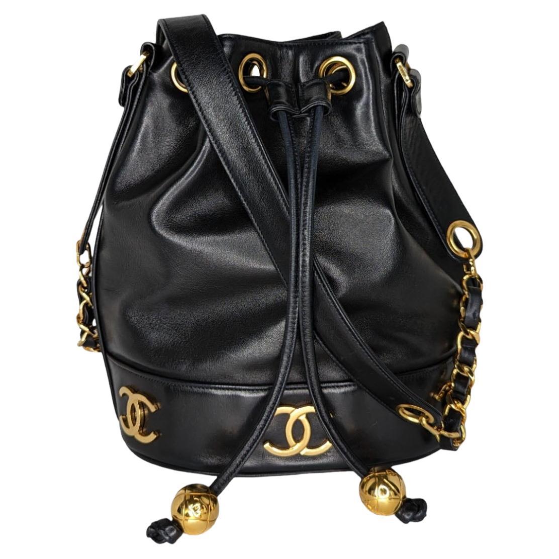 Chanel Vintage Lambskin Drawstring Bucket Bag