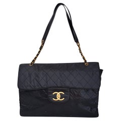 Chanel Vintage Twin Top Handle Flap Bag Quilted Lambskin Medium at 1stDibs