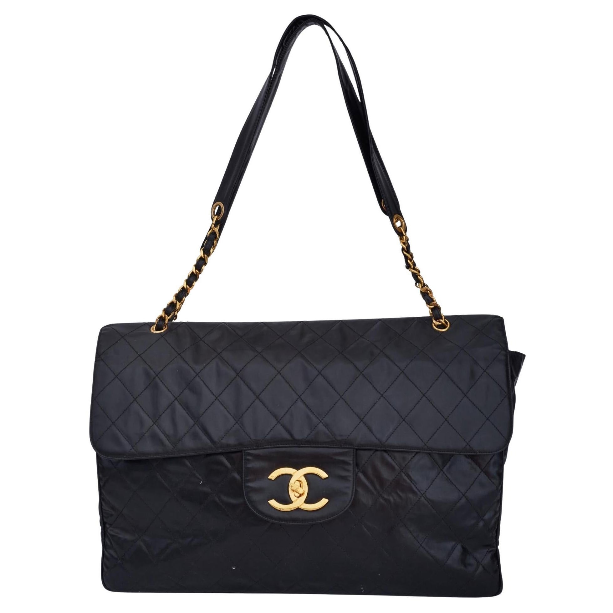 Chanel Vintage Lambskin Mademoiselle XXL Flap Bag For Sale