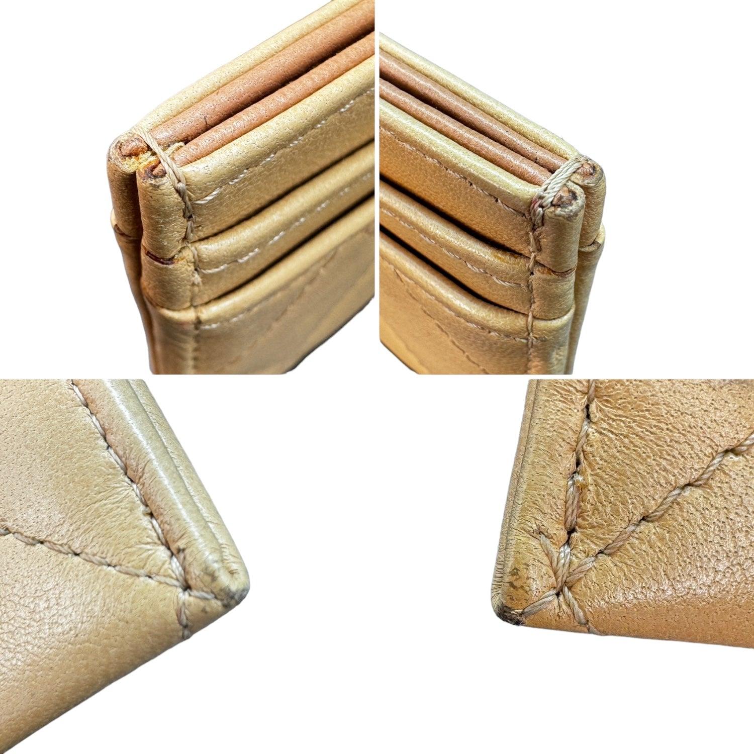 Orange Chanel Vintage Lambskin Quilted Dark Beige CC Card Holder