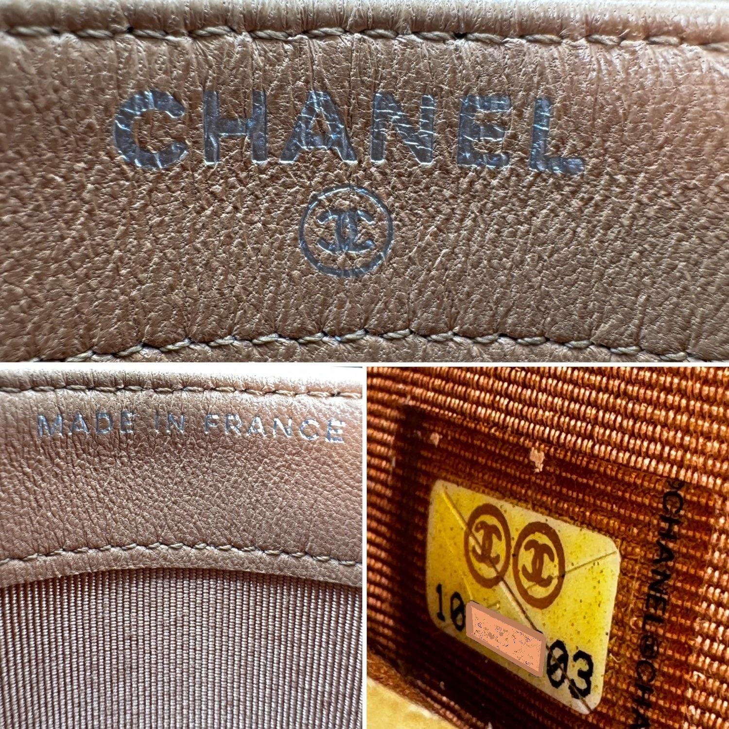 Women's Chanel Vintage Lambskin Quilted Dark Beige CC Card Holder