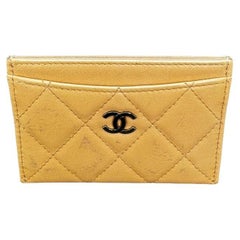 Chanel Vintage Lambskin Quilted Dark Beige CC Card Holder