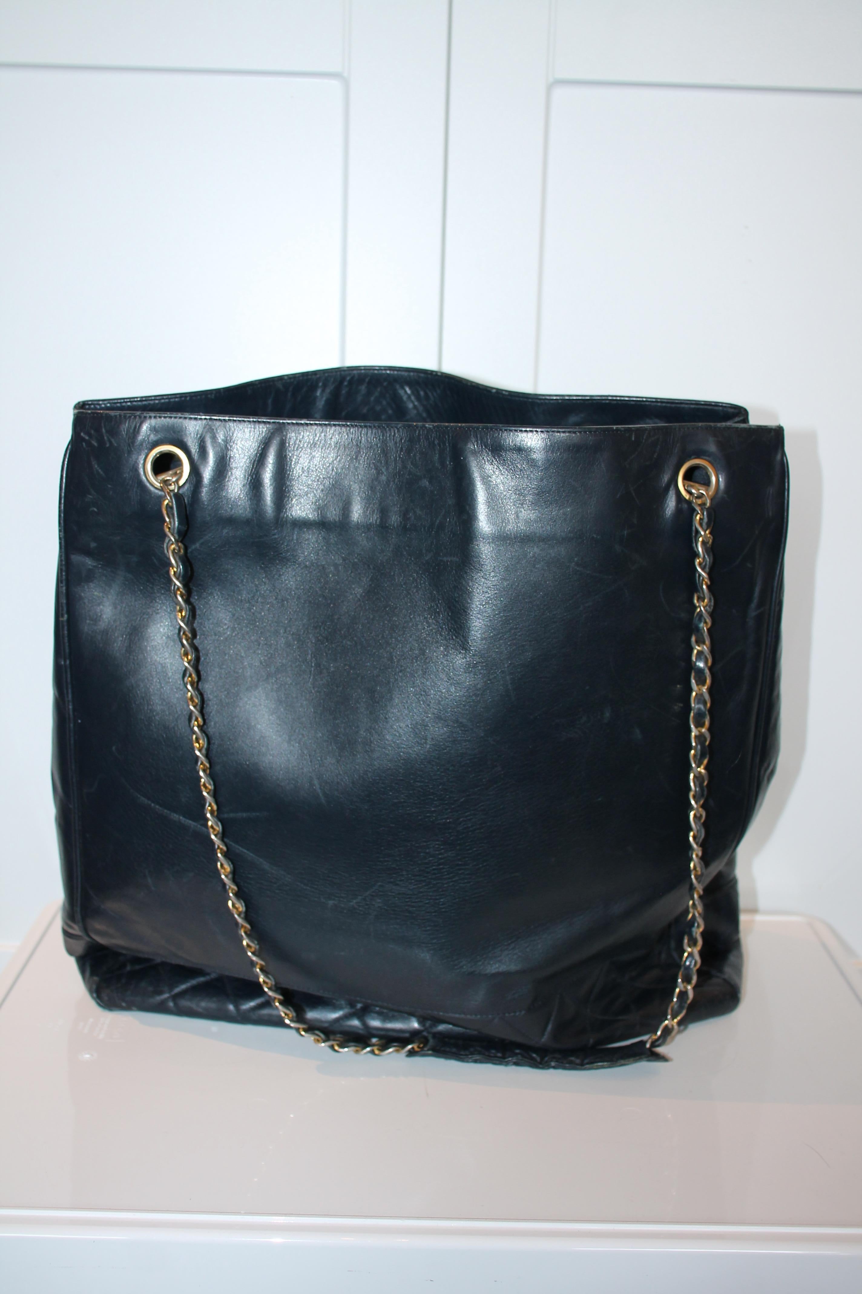 Black Chanel Vintage Lambskin XL Tote