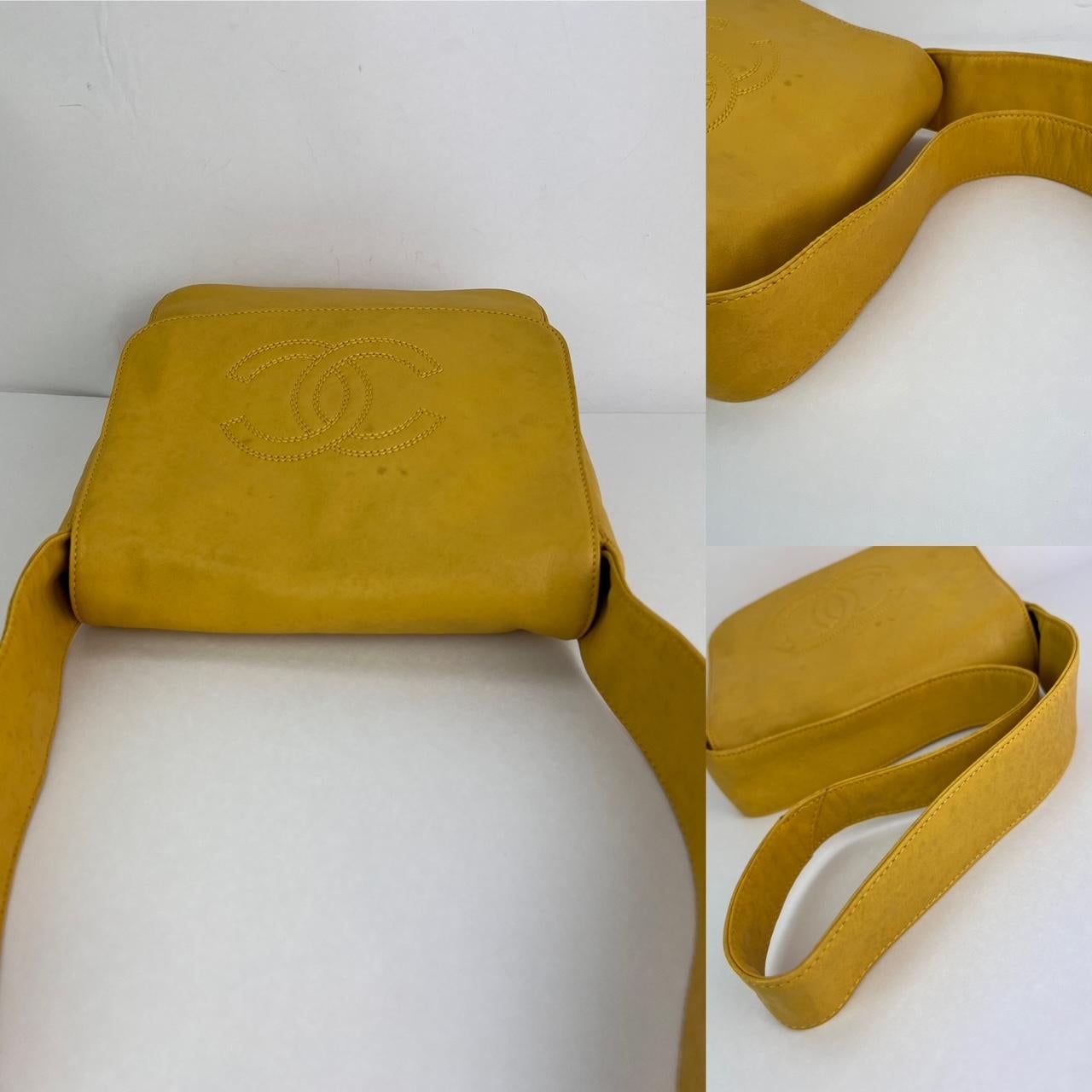 Chanel Vintage Lambskin Yellow Messenger Bag
 that embodies sophistication and versatility. This bag is perfect for 
those who appreciate timeless fashion and quality craftsmanship.

Key Features:
Chanel Vintage Design: Embrace the timeless appeal