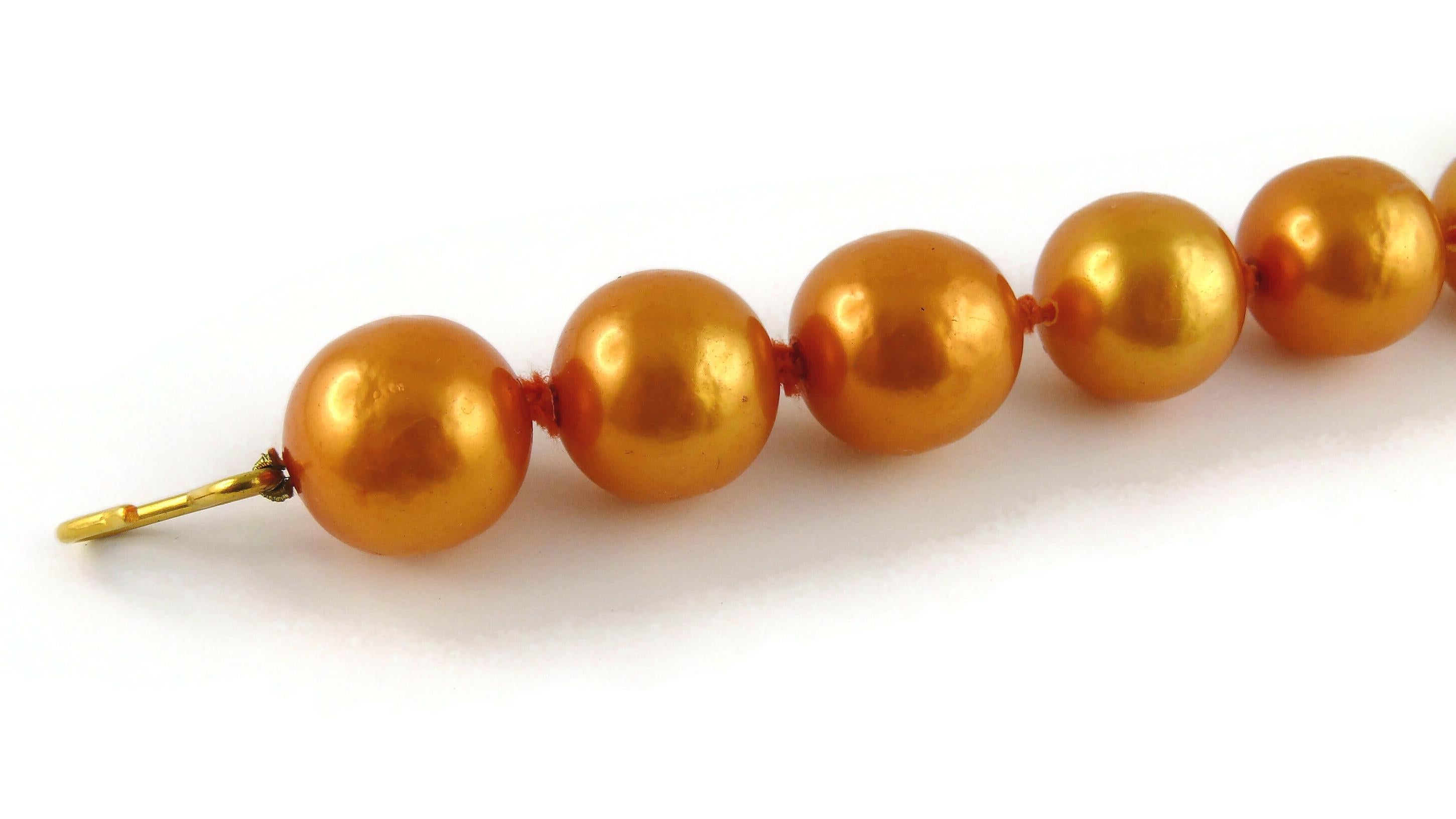 Chanel Vintage Large Orange Faux Pearl Necklace, 1990 For Sale 7