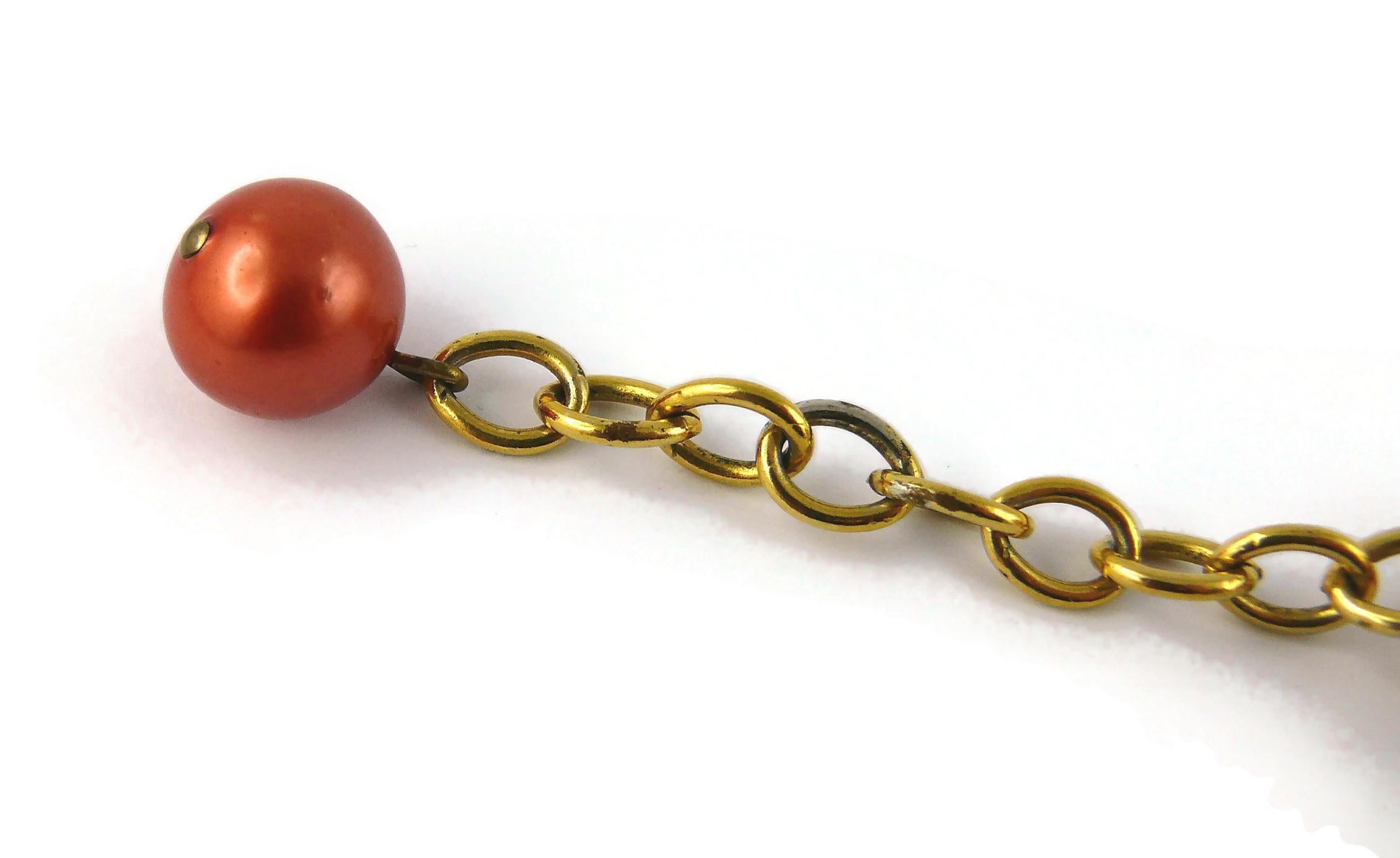 Collana grande di perle finte arancioni Chanel Vintage, 1990 In condizioni discrete in vendita a Nice, FR