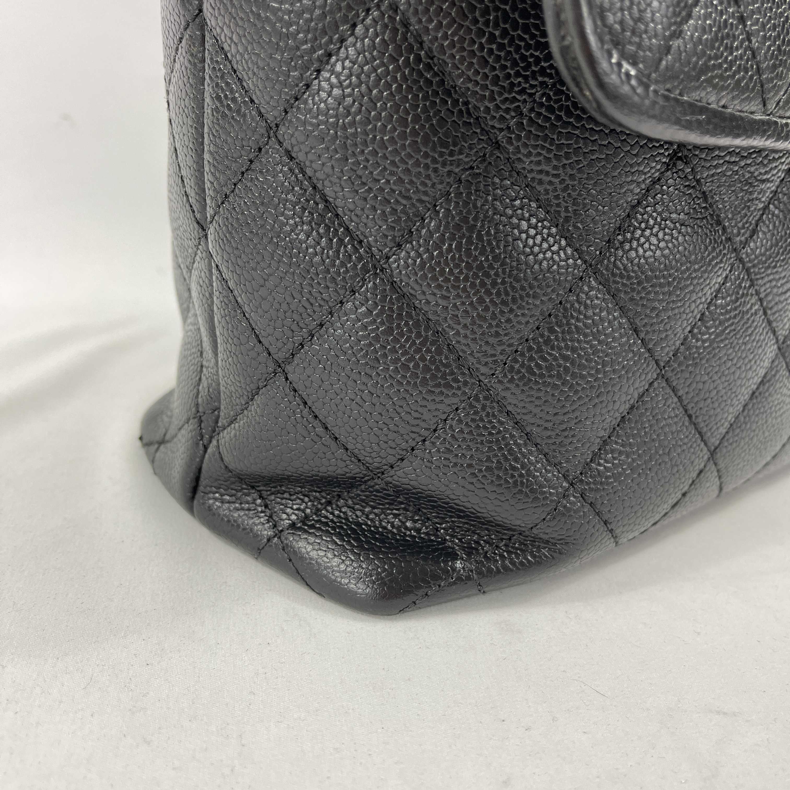CHANEL Vintage Large Quilted CC Caviar Kelly Flap Bag Top Handle For Sale 9