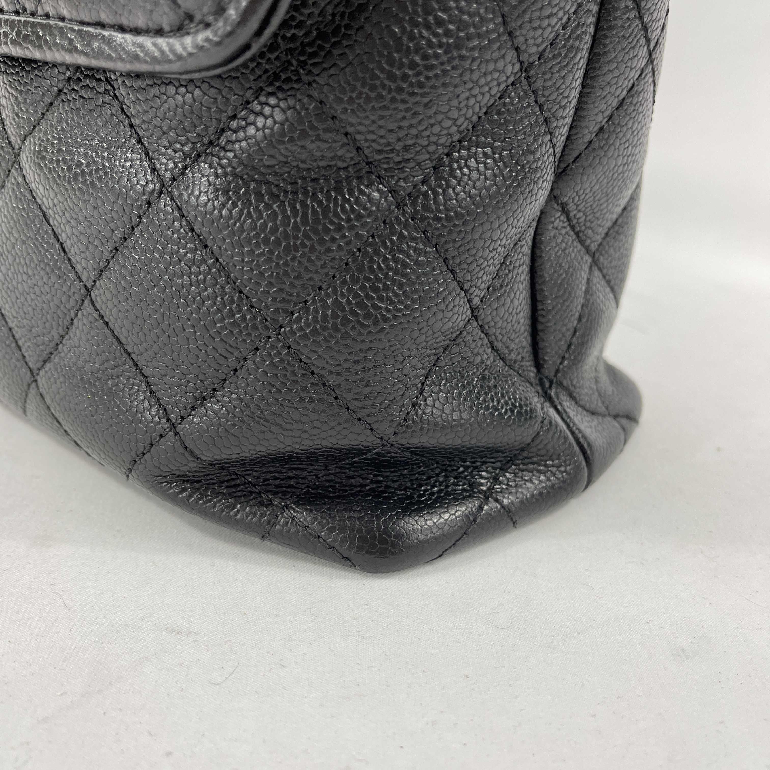 CHANEL Vintage Large Quilted CC Caviar Kelly Flap Bag Top Handle For Sale 11