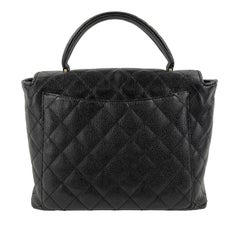 CHANEL Vintage Large Quilted CC Caviar Kelly Flap Bag Top Handle