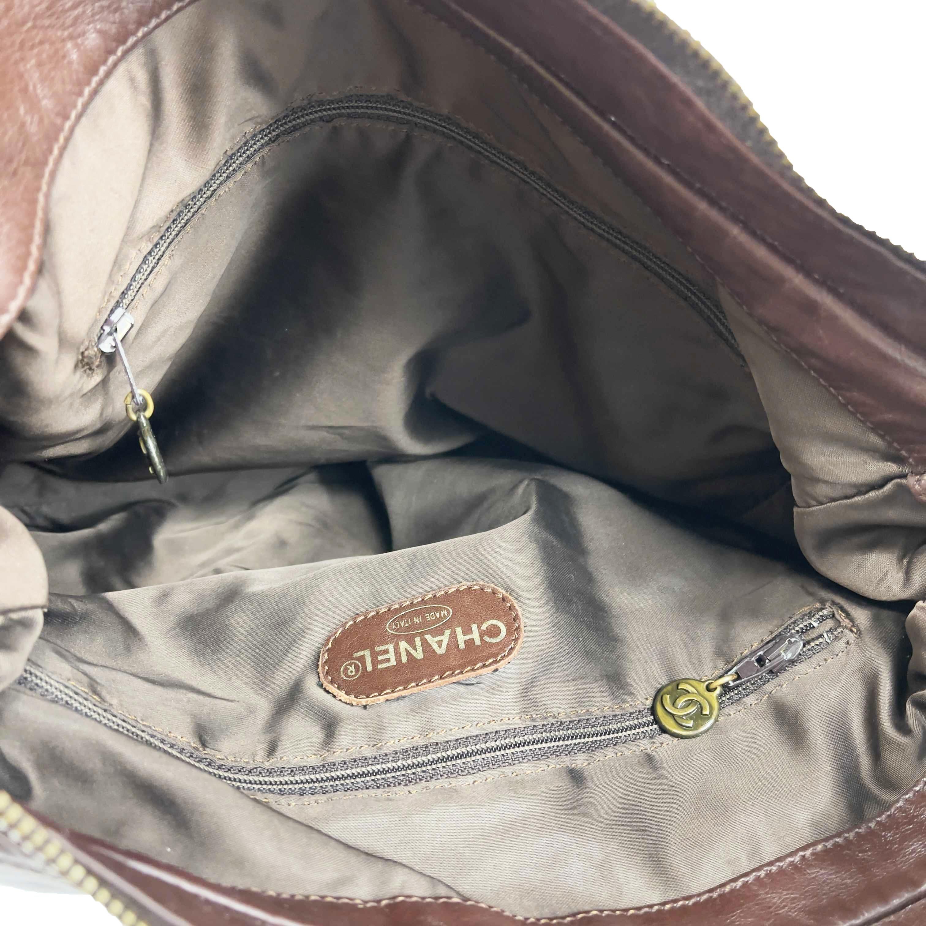 Women's CHANEL Vintage Late 90s CC Logo Lambskin Tassel Brown Shoulder Bag