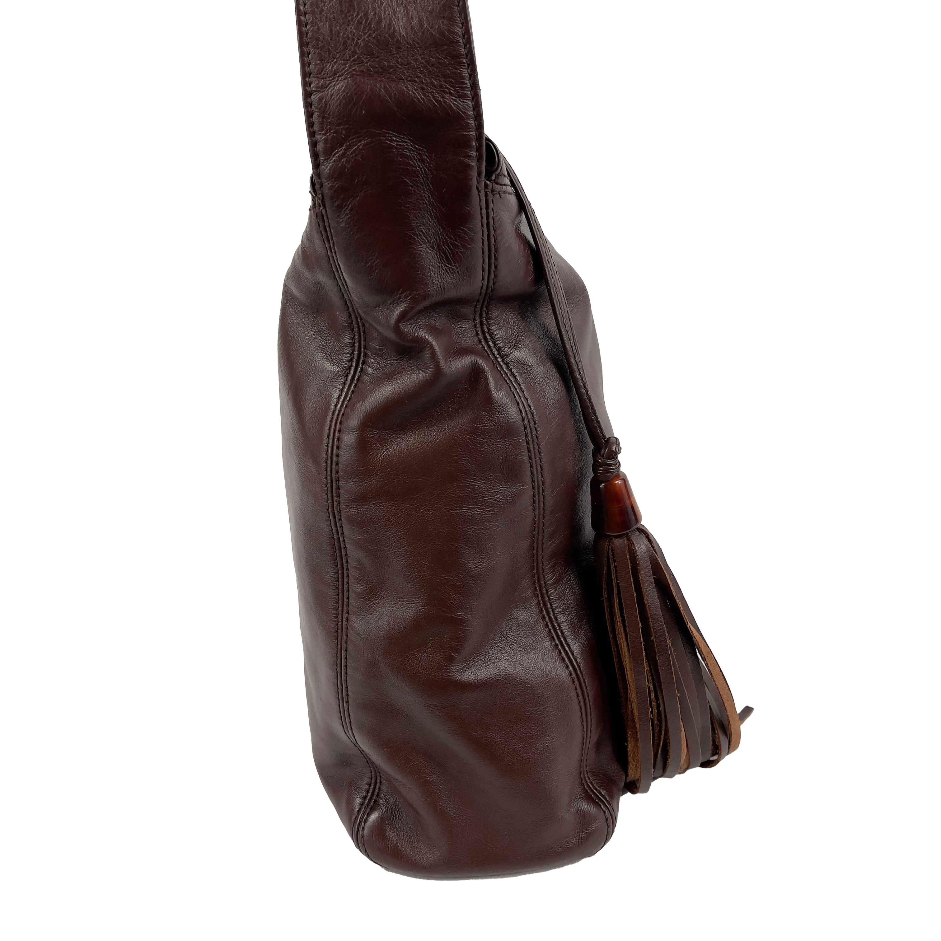 CHANEL Vintage Late 90s CC Logo Lambskin Tassel Brown Shoulder Bag 2