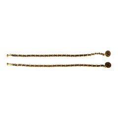 Chanel Retro Leather and Chain CC Medallion Cufflinks Bracelet (1993)