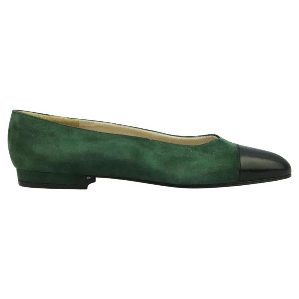 Ballet flats  Wool and silk tweed  patent calfskin dark green brown  blue  black  Fashion  CHANEL