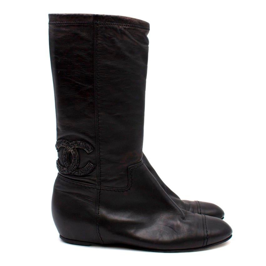 Women's Chanel Vintage Leather Boots - Size EU 36